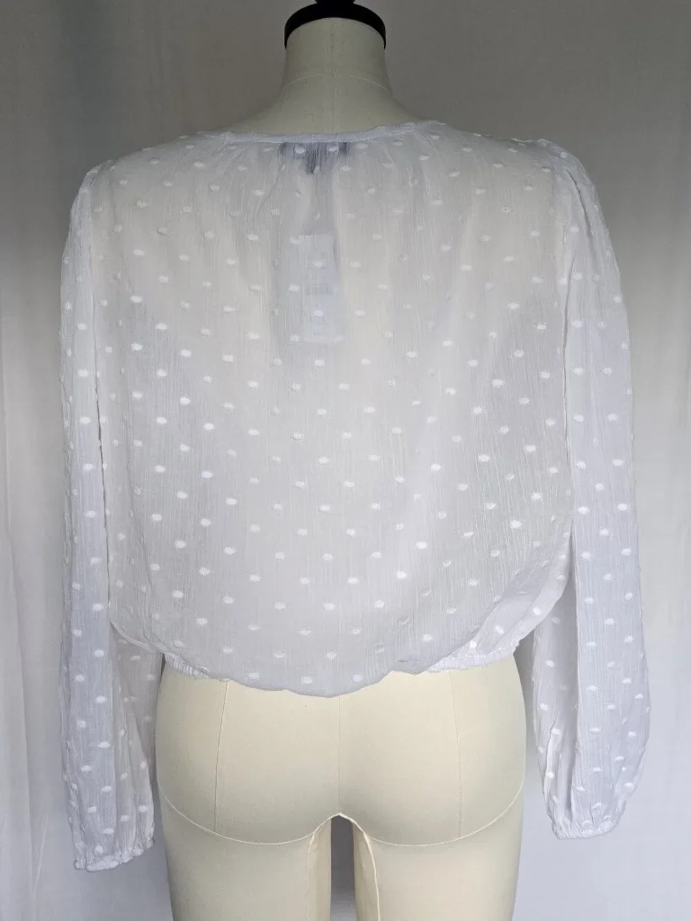 J.Crew Drawstring Waist Top Featherweight Voile Swiss Dot Blouse NWT Size M